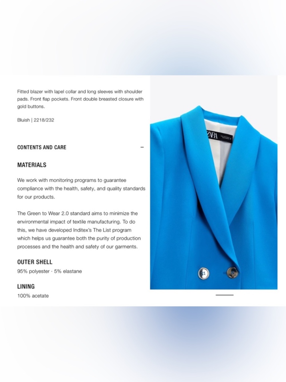 Zara Vibrant Blue Double-Breasted Blazer - Picture 7 of 7